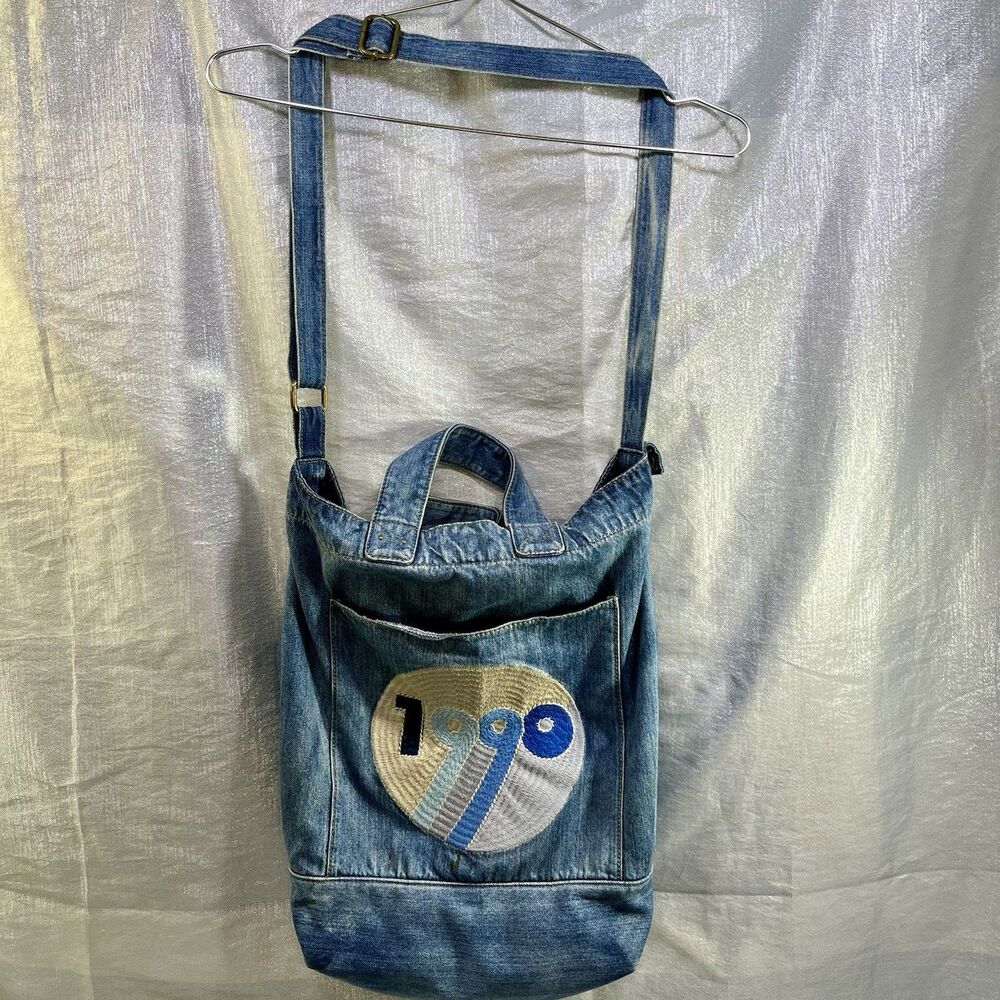 LUCKY BRAND Boho 1990 Embroidered Jeans Denim Bookbag Messenger Crossbody